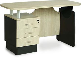 Wooden single office table with 3 lockable drawers in grey and nottingham shade