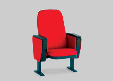 Red colour auditorium chair with a provison for floor grounding and comfortable foam seat and back resting.