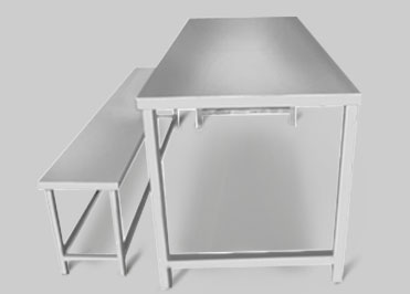 School canteen table and bench in stainless steel
