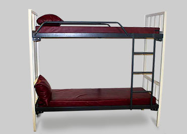 metal bunk beds for hostels with One lower bed & one upper bed with safety guard at both sides and with ladder