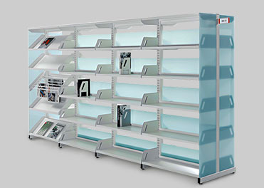wall side and back to back shelving library book rack for schools.