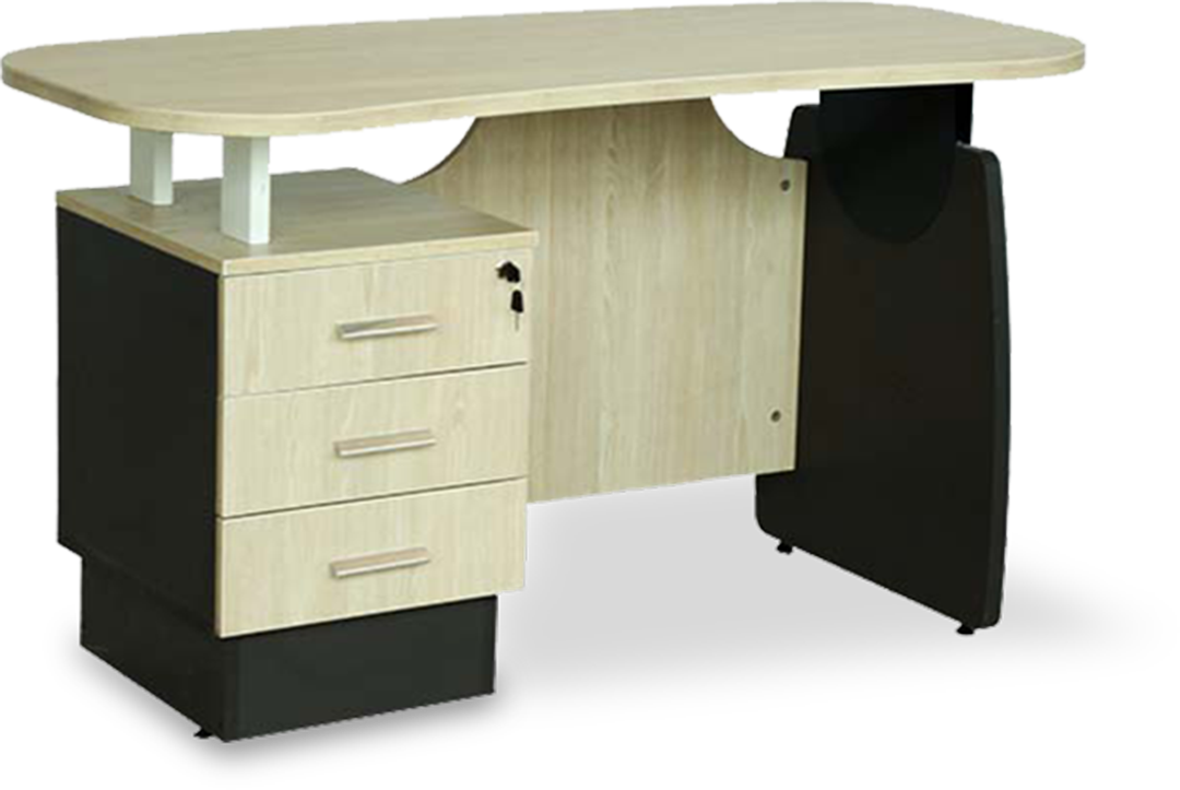 Elegant wooden single office table with 3 lockable drawers.