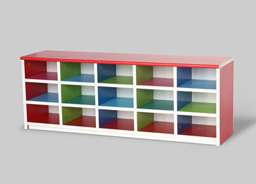 Multicolor school classroom storage shelves
