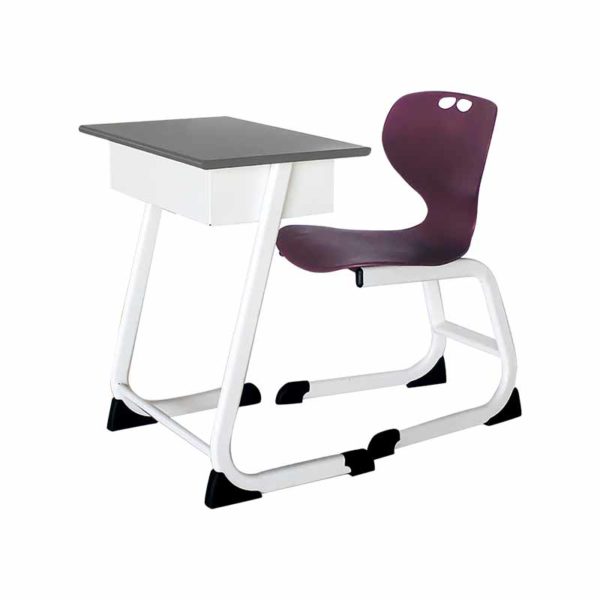 Elegant single seater school chair and desk with book rack understructure